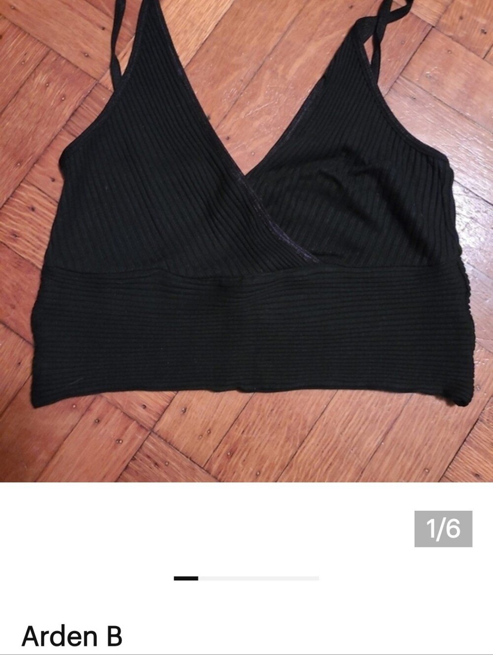 Arden B Black Ribbed Wrap Bralette Tank